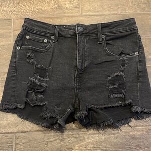 Aeropostale Black Distressed Jean Shorts